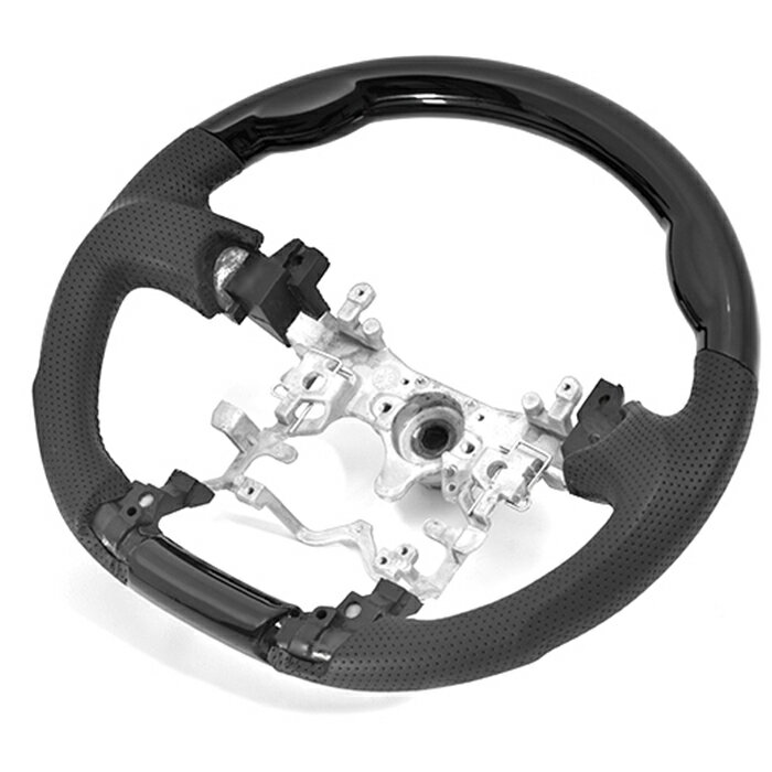 ◆07277 ダイハツ メビウス ZVW41N ステアリング 黒レザー ガングリップ ピアノブラック ハンドル