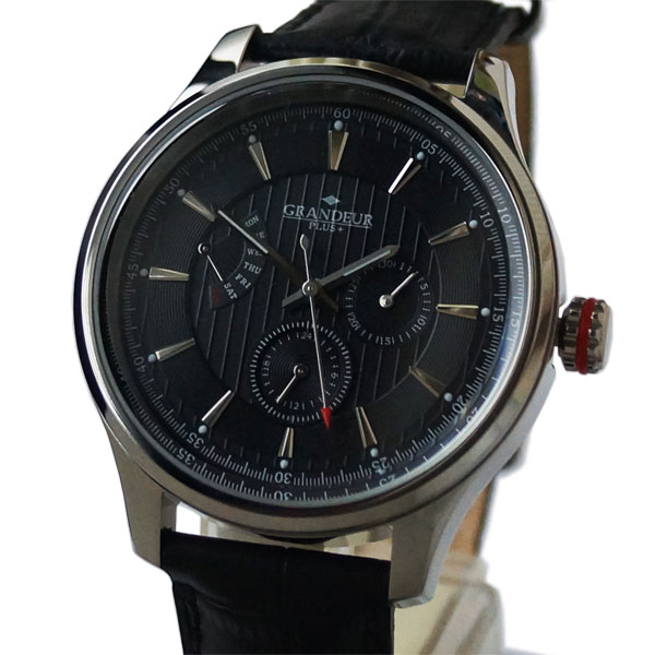 グランドールプラス GRANDEUR PLUS レトルグラードマルチファンクション メンズ腕時計 GRP002W3 / ブラック