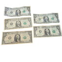 【送料無料】使用品(並みしわあり折れ目あり)1ドル札5枚セット