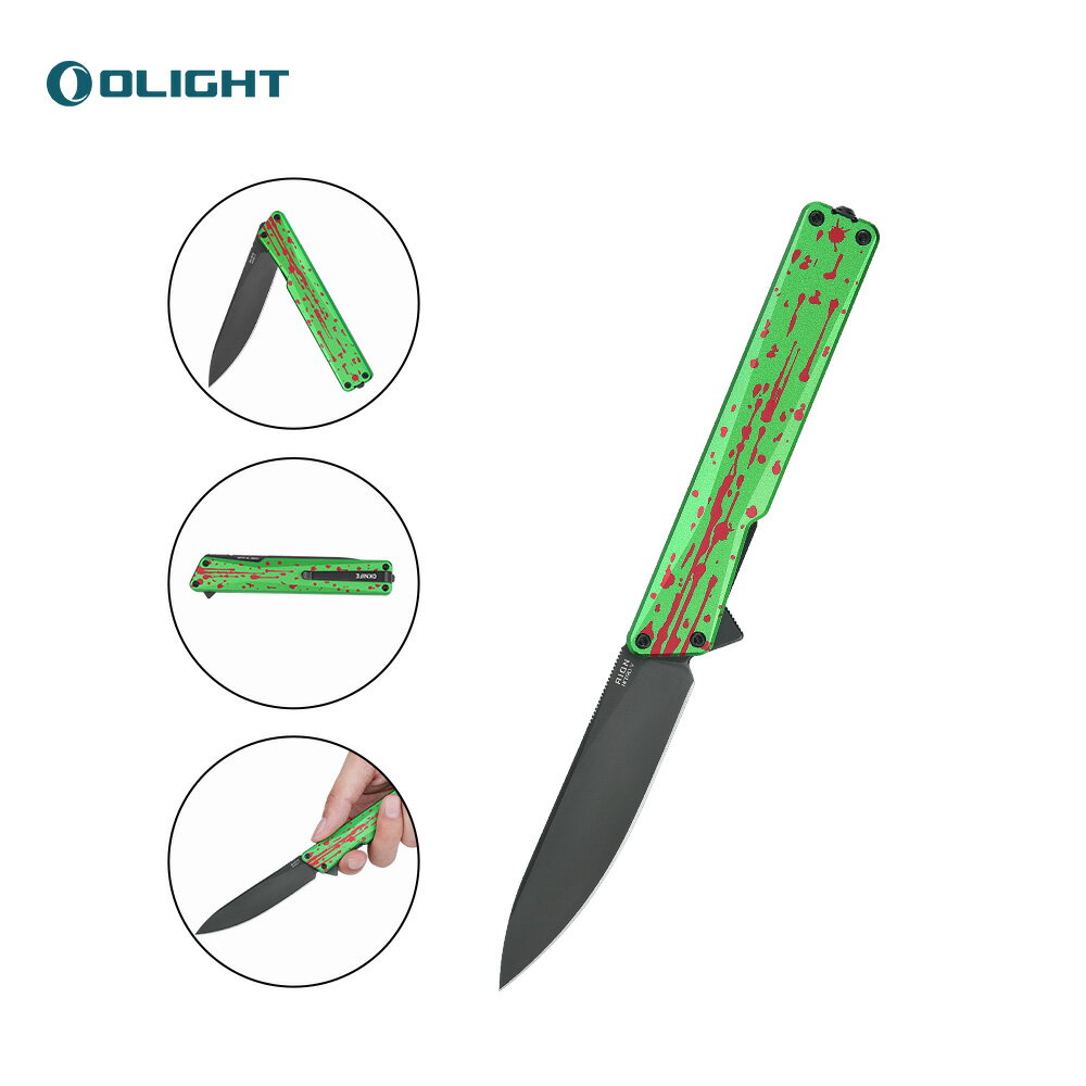 OLIGHT(オーライト) Aion ナイフ ゾンビグリーン颜值 1800HV DLC 高耐久 人体工学ハンドル セラミック..