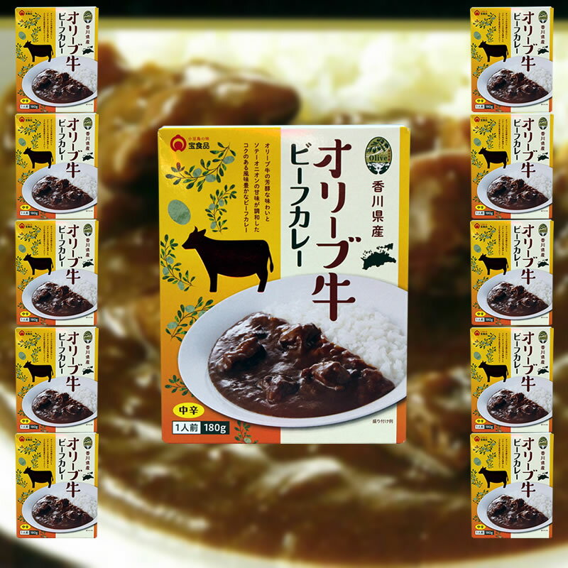 【6/26〜6/27限定★3％OFFクーポン★ポイント2倍★】 香川県産 オリーブ牛ビーフカレー　 180g×10個【 小豆島 宝食品 景品 賞品 イベント ..