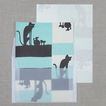 夜長堂 レターセット 夜猫【猫グッズ 柄 雑貨 プレゼント おしゃれ 日用品 ねこグッズ 猫雑貨 かわいい 可愛い 大人 おしゃれ シンプル レトロ】【昭和レト...