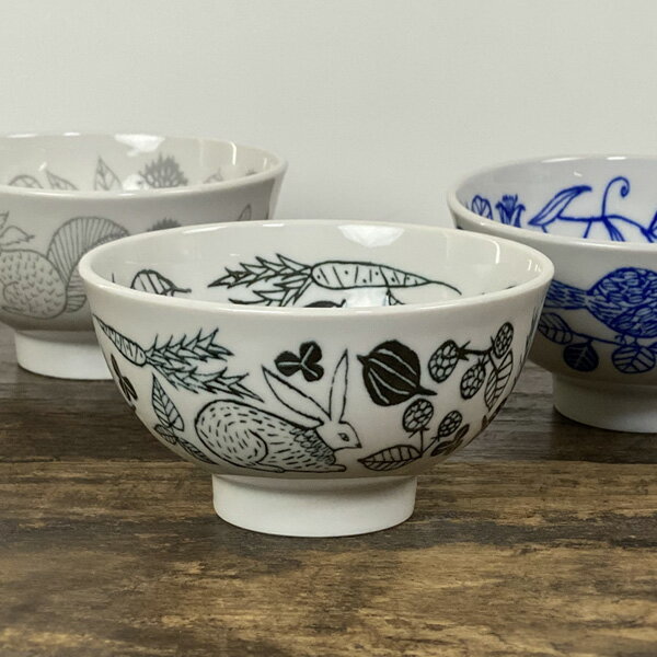 松尾ミユキ セラミックボウル 動物と植物【ご飯茶碗 ごはん 食器 陶器 おしゃれ かわいい カフェオレボウル 鳥】のサムネイル