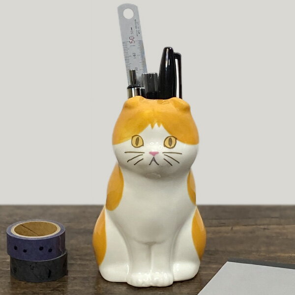 セトクラフト フラワー&ペンスタンド(ネコ)【猫グッズ 猫雑貨 ネコ雑貨 プレゼント 女性 陶器 ペン立て 鉛筆立て 花瓶 置き物 置物 おしゃれ かわいい 収...
