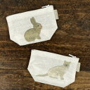 fog linen work (フォグリネンワーク)isabelle boinot(イザベル ボワノ)ミニポーチ【猫グッズ 猫雑貨 ネコ雑貨 プレゼント 女性 小物入れ 化粧ポーチ おしゃれ かわいい グッズ 雑貨 ねこ うさぎ ウサギ 可愛い モチーフ 布 麻 猫好き】(4)