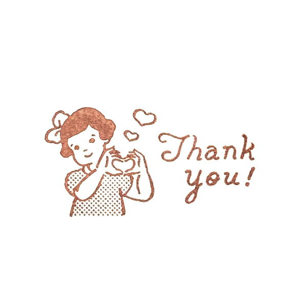 Rakuten - 復刻マスコハンコ 大 ハート/Thank You!【ますこえり グッズ スタンプ はんこ かわいい 手帳デコ 文具 文房具 レトロ雑貨 ナチュラル ゴム印 デザイン】