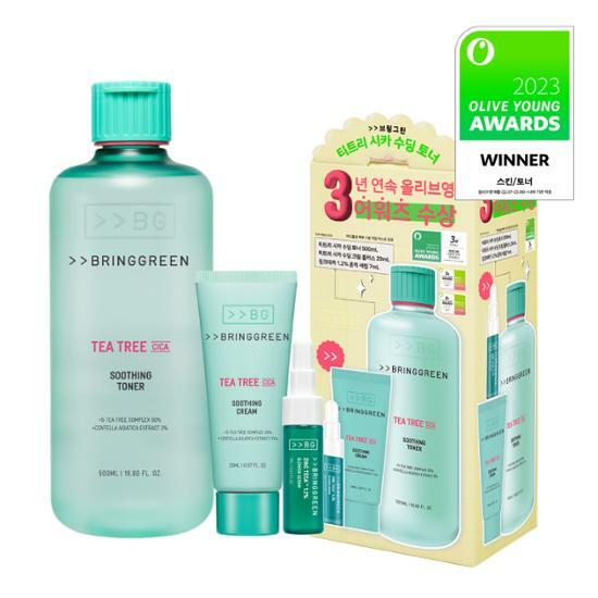 アワード限定★【BRING GREEN】ティーツリーシカスージングトナー/500ml/Teatree Cica Soothing Toner 化粧水 カーミング シカ 敏感肌 ブリングリーン 韓国コスメ オリーブヤング公式 【楽天海外通販】