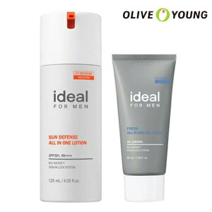 リニューアル★【ideal FOR MEN】サンディフェンスオールインワンローション/120ml+ジェルローション50ml/企画セット/日焼け止め/SPF50+/PA++++/乳液/メンズ/アイデアルforメンズ/韓国コスメ/オリーブヤング公式 【楽天海外通販】