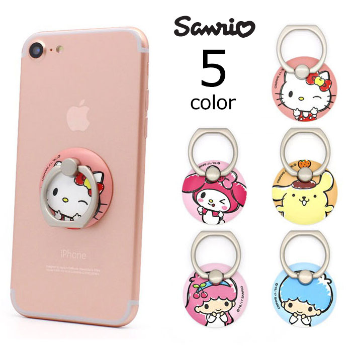 [Sanrio Characters Metal Smart Ring サンリオ キャラクターズ メタル スマート リング] 落下防止 スタンド機能 貼り付けるだけ！【バンカーリング スマートフォンリング スマホリング スマホホルダー リングスタンド Stand Ring スマートフォン用ホールドリング】【】