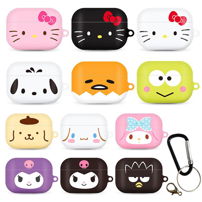 [Sanrio Characters Big Face AirPods Pro Hard Case サンリオ ビッグフェース エアーポッズプロ ハードケース] エアーポッズプロケース 無線 ワイヤレス 充電 Wireless Charging 衝撃保護 ホルダー カラビナ Dキーリング ストラップ キティ マイメロ ポムポム けろっぴ【】