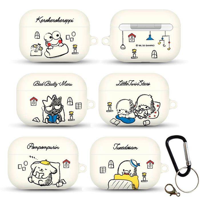 [Sanrio Characters Relax Room AirPods Pro Hard Case サンリオ リラックスルーム エアーポッズプロ ハードケース] エアーポッズプロケース 無線 ワイヤレス 充電 Wireless Charging 衝撃保護 ホルダー カラビナ Dキーリング ストラップ ポムポム ばつ丸 けろっぴ 【】