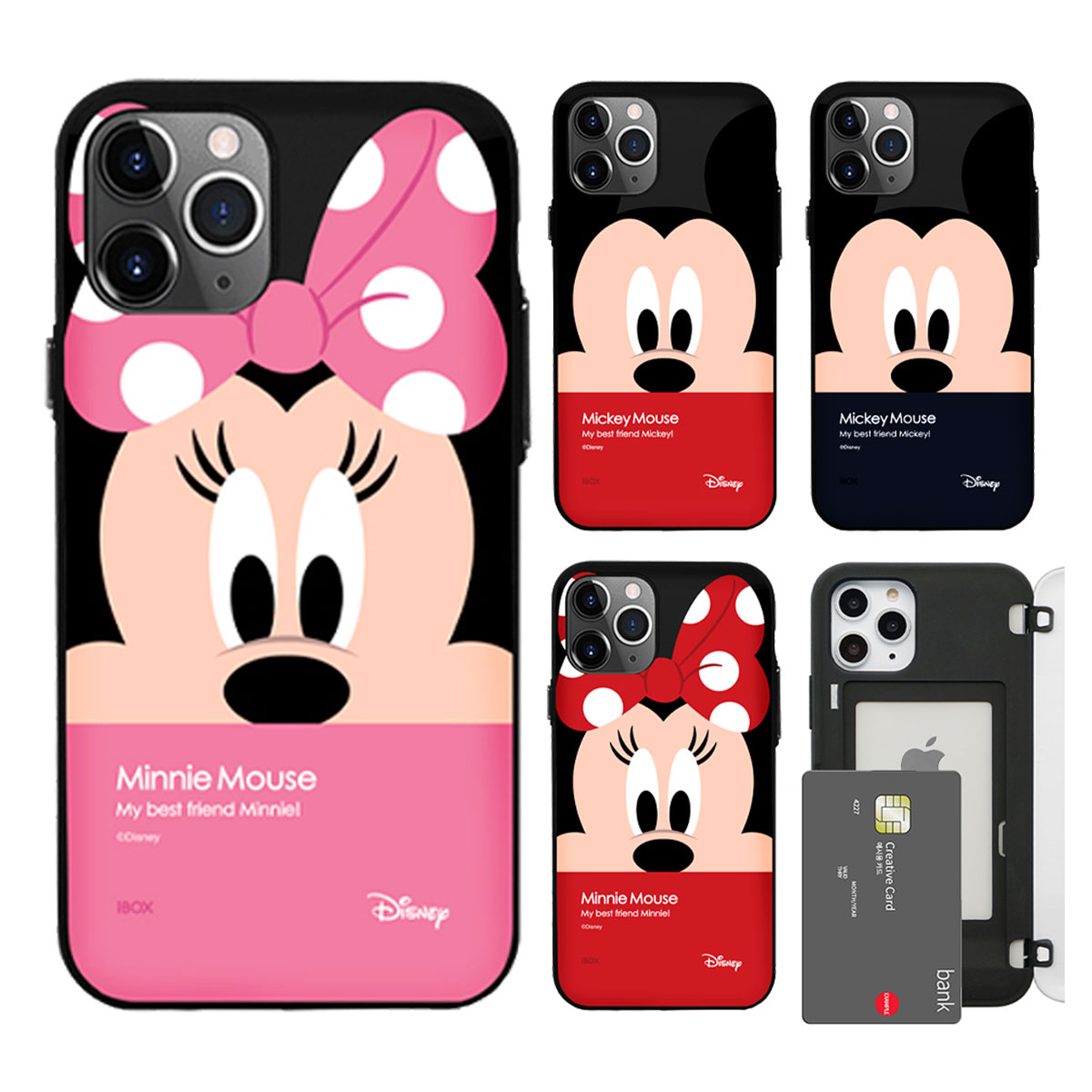 Disney Face Multi Card Bumper ディズニー フェース マルチ カード バンパーケース カード収納 スマホケース iPhone 15 14Plus SE3 13 Pro Max mini 12 SE2 11 XS XR X 8 7 Plus アイフォン アイホン 10 10s 10r プラス プロ マックス ミニ エス アル