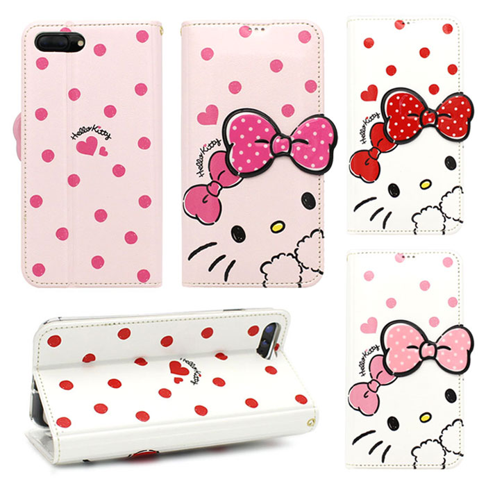 [Hello Kitty Dot Standing ハローキティ ドット スタンディング フリップカバー] 吸盤付き フリップ 手帳型 iPhone X XS XSMax XR SE 第2世代 8 8Plus 7 7Plus 10 10s 10sMax 10r SE2 Plus アイフォン アイホン テン エス マックス アル イー ツー エイト プラス セブン【】