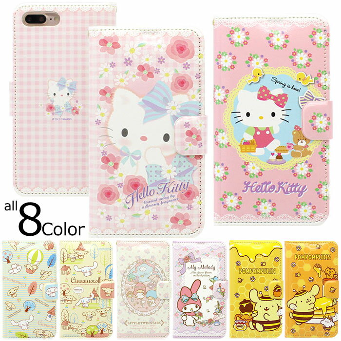 [Sanrio Characters Flower Diary サンリオ キャラクターズ フラワー ダイアリー] 磁石留め 手帳型 iPhone X XS XSMax XR SE 第2世代 8 8Plus 7 7Plus 10 10s 10sMax 10r SE2 Plus アイフォン アイホン テン エス マックス アル イー ツー エイト プラス セブン【】