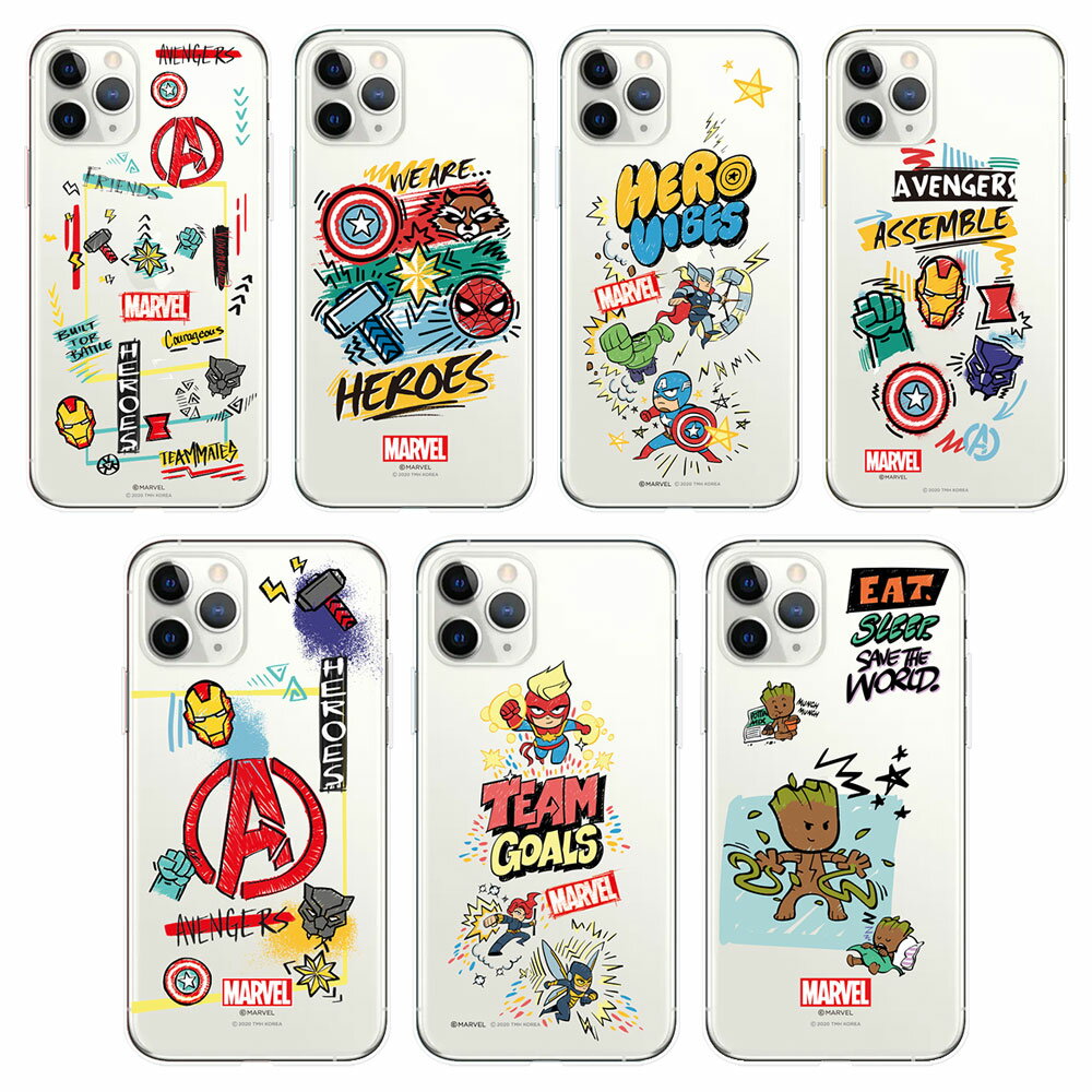 MARVEL Pattern Clear Soft マーベル パターン 透明 ソフトケース Galaxy A54 5G S23 Ultra A53 S22 S21 + Note20 S20 Note10+ S10 Note9 S9 Note8 S8 S7edge エス Plus プラス ウルトラ ノート エッジ スマホ ケース カバー アベンジャーズ キャプアメ