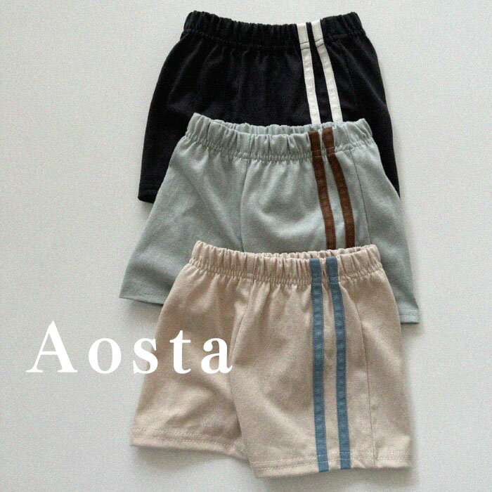 【AOSTA/アオスタ/お取り寄せ商品/4～6週間で入荷予定】 Line PT / ラインパンツ ズボン ハーフパンツ 韓国ファッション ベビー服 可愛い 赤ちゃん プレゼント 出産祝い ベビー キッズ お揃い リンクコーデ くすみカラーのサムネイル