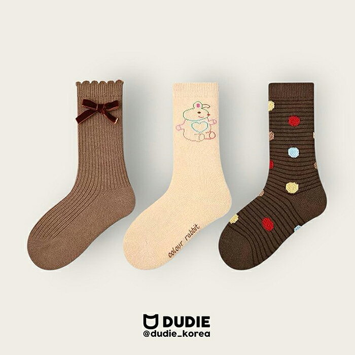 【スーパーSALE/P5倍】カラーラビット3足ソックスセット 靴下 Dudie