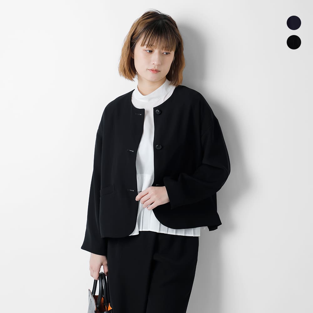 whyto ホワイト ノーカラー ボタン ジャケット “no collar button jacket” wht24fjk4035-kk レディース【☆】