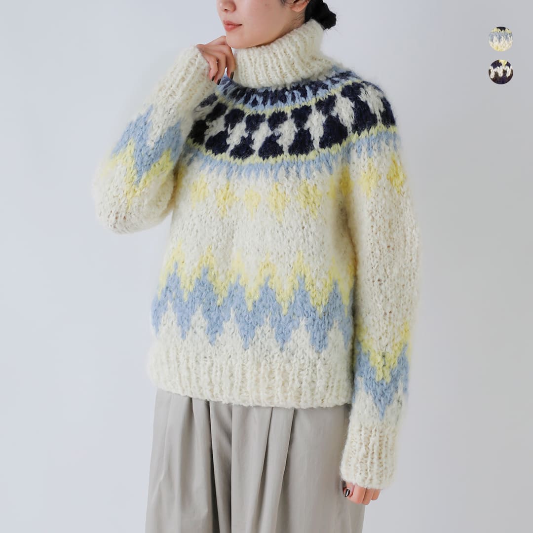 unfil アンフィル モヘアブレンド ハンドニット ハイネック プルオーバー “mohair blend hand-knit hig..