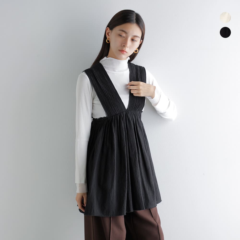 Hella ヘラ コットンクレープ Vネック ギャザー トップス “COTTON CREPE GATHER TOP” h261-80 レディース