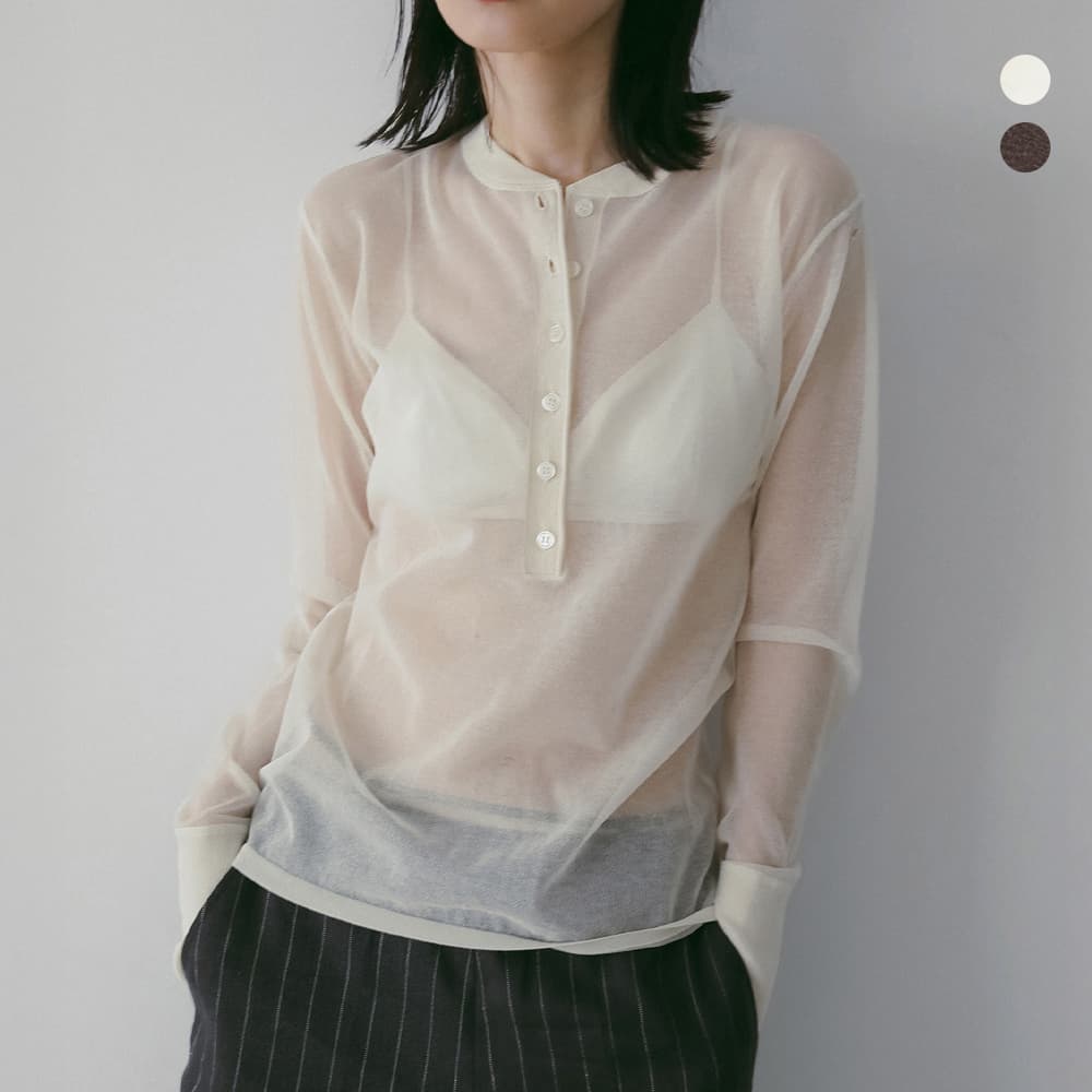 乐天商城 - anuke アンヌーク シアー ヘンリー ニット 長袖 Sheer Henly Knit 62610514 レディース