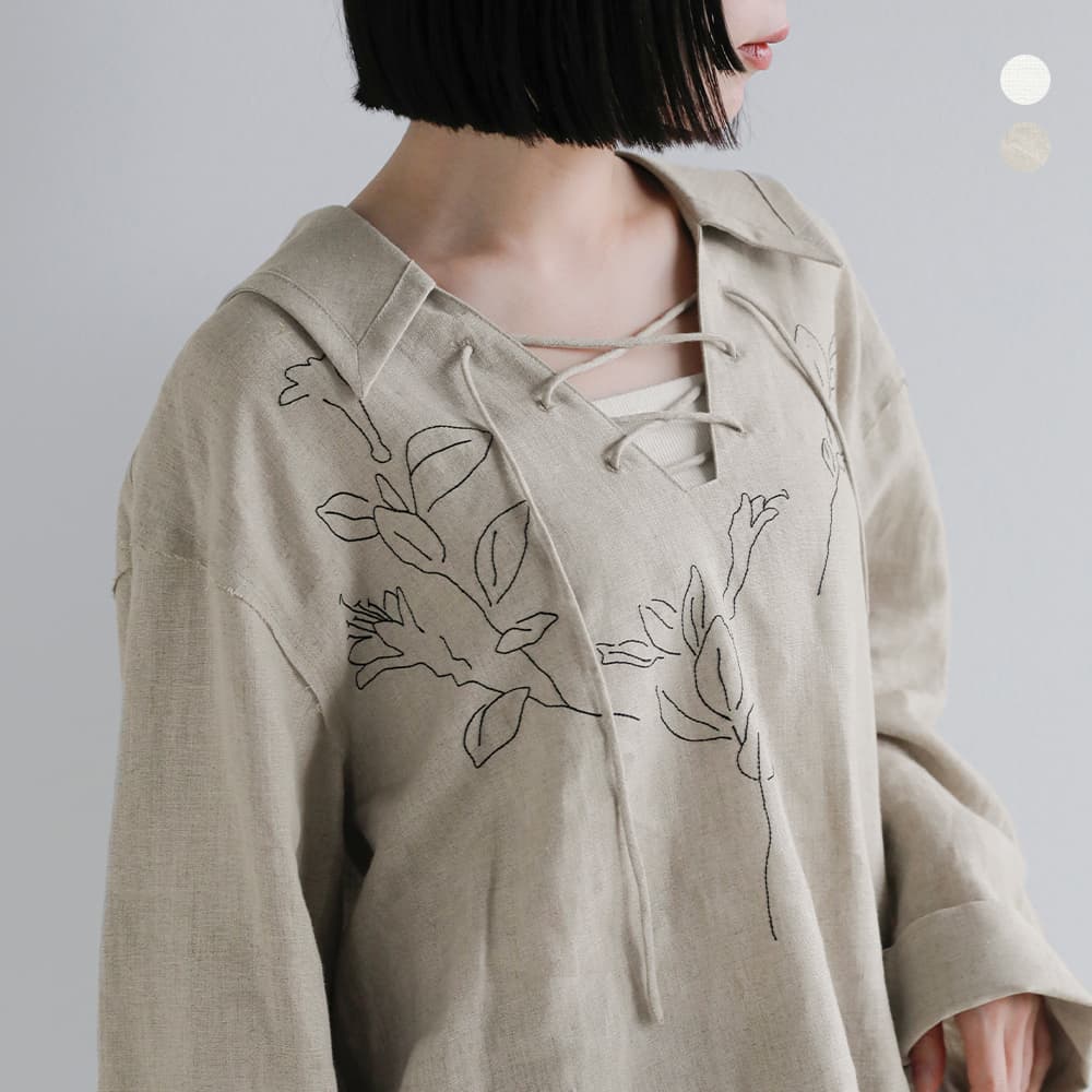 Chains - TANAKA タナカ リネン プルオーバー セーラーカラー チュニック “THE TUNIC” st-255 2026ss新作 レディース