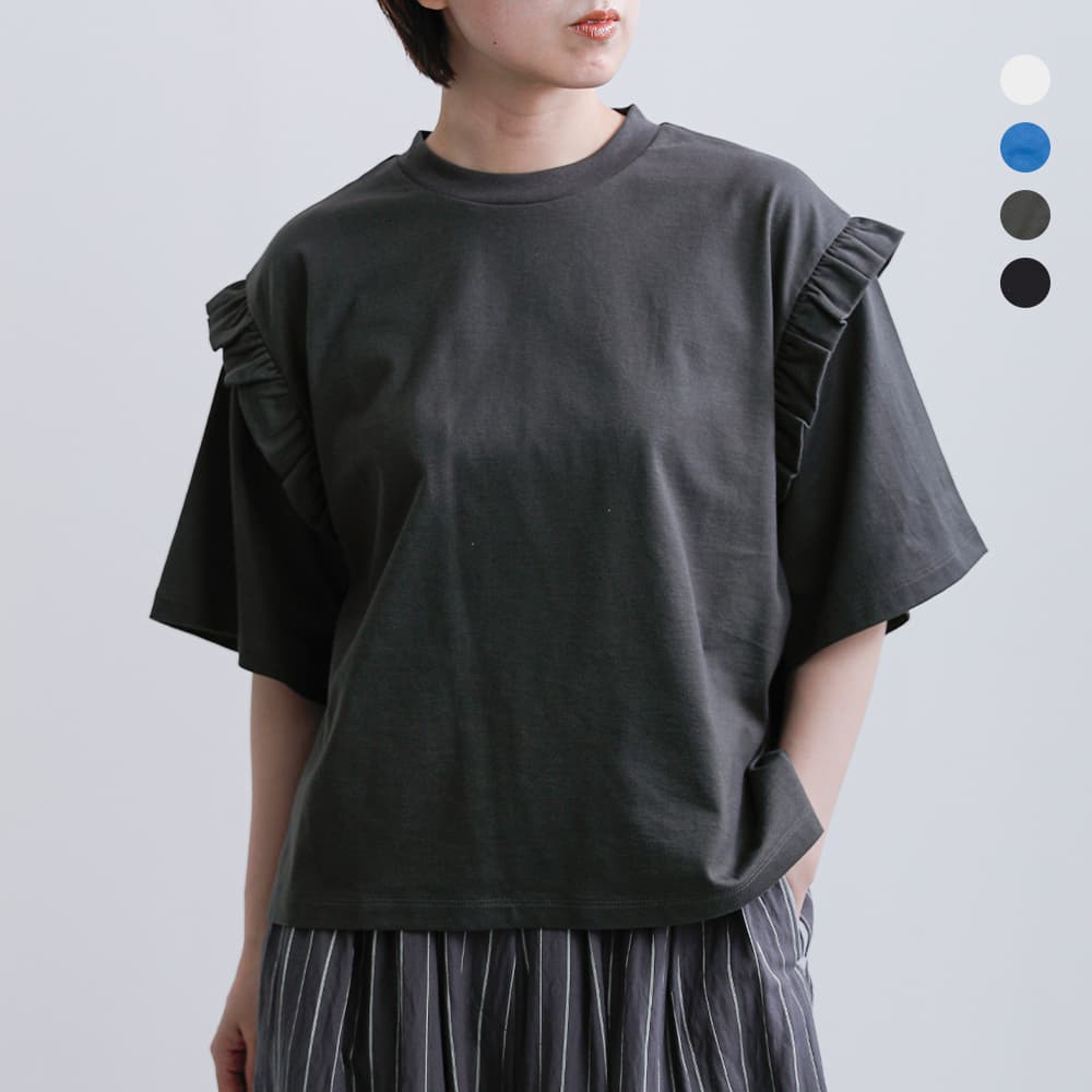 乐天商城 - euphoric’ ユーフォリック コットン ジャージー フリル Tシャツ “Frill T-shirt” eu-ct6113 レディース