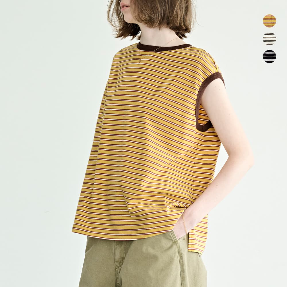 乐天商城 - kha:ki カーキ コットンマルチボーダー 前後2way ノースリーブ カットソー “MULTI STRIPED SLEEVELESS TOP” mil26hcs3482 レディース【☆】