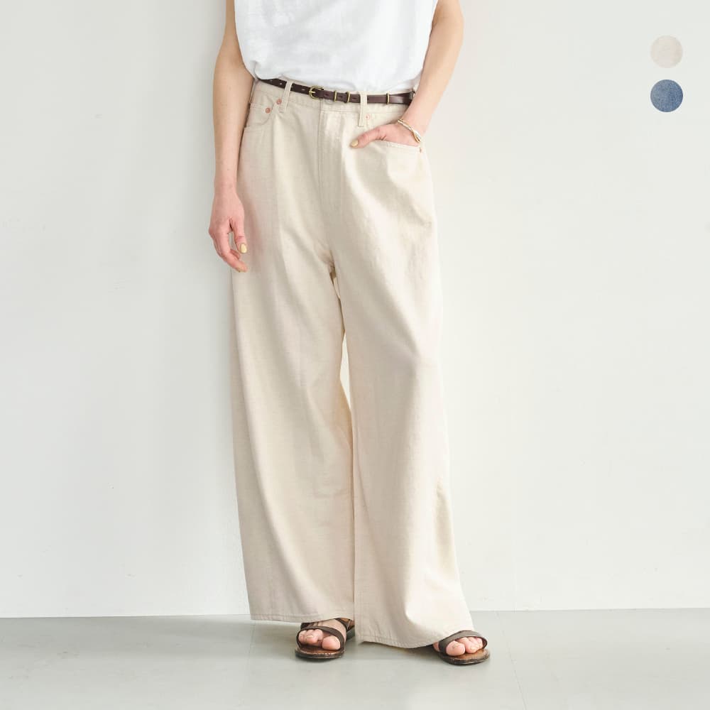 乐天商城 - セール【30%OFF】kha:ki カーキ 8oz ライト バギー 綿麻 デニム パンツ LIGHT BAGGY DENIM PANTS mil26spt3259 レディース 【サイズ・カラー交換初回無料】【☆】