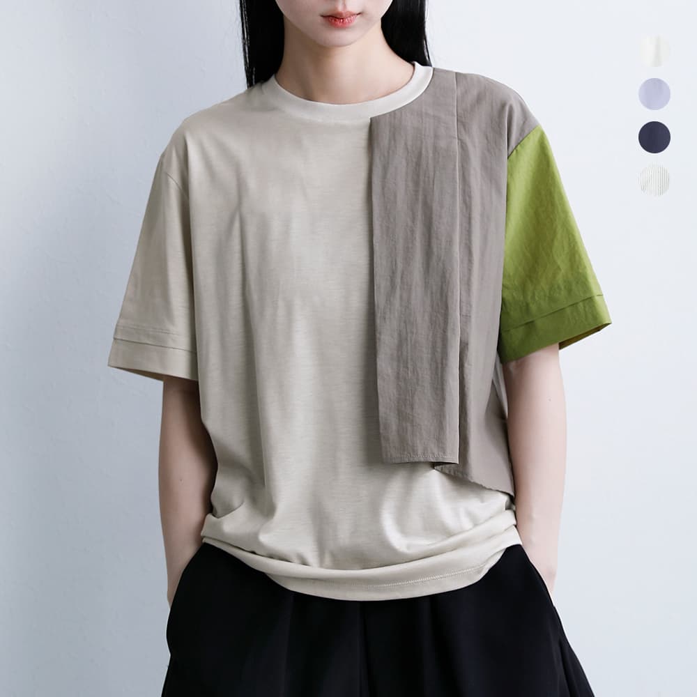 乐天商城 - MARECHAL TERRE マルシャルテル 接触冷感 異素材コンビネーション Tシャツ zmt262ct138 レディース