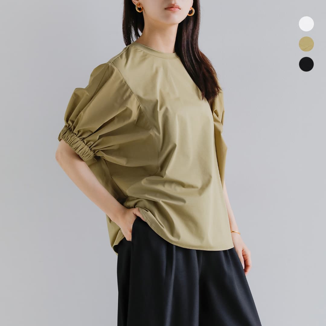 乐天商城 - CEaRET シーレット 異素材ドッキング ギャザースリーブ プルオーバー Docking Gather Pullover 262009-same1 レディース