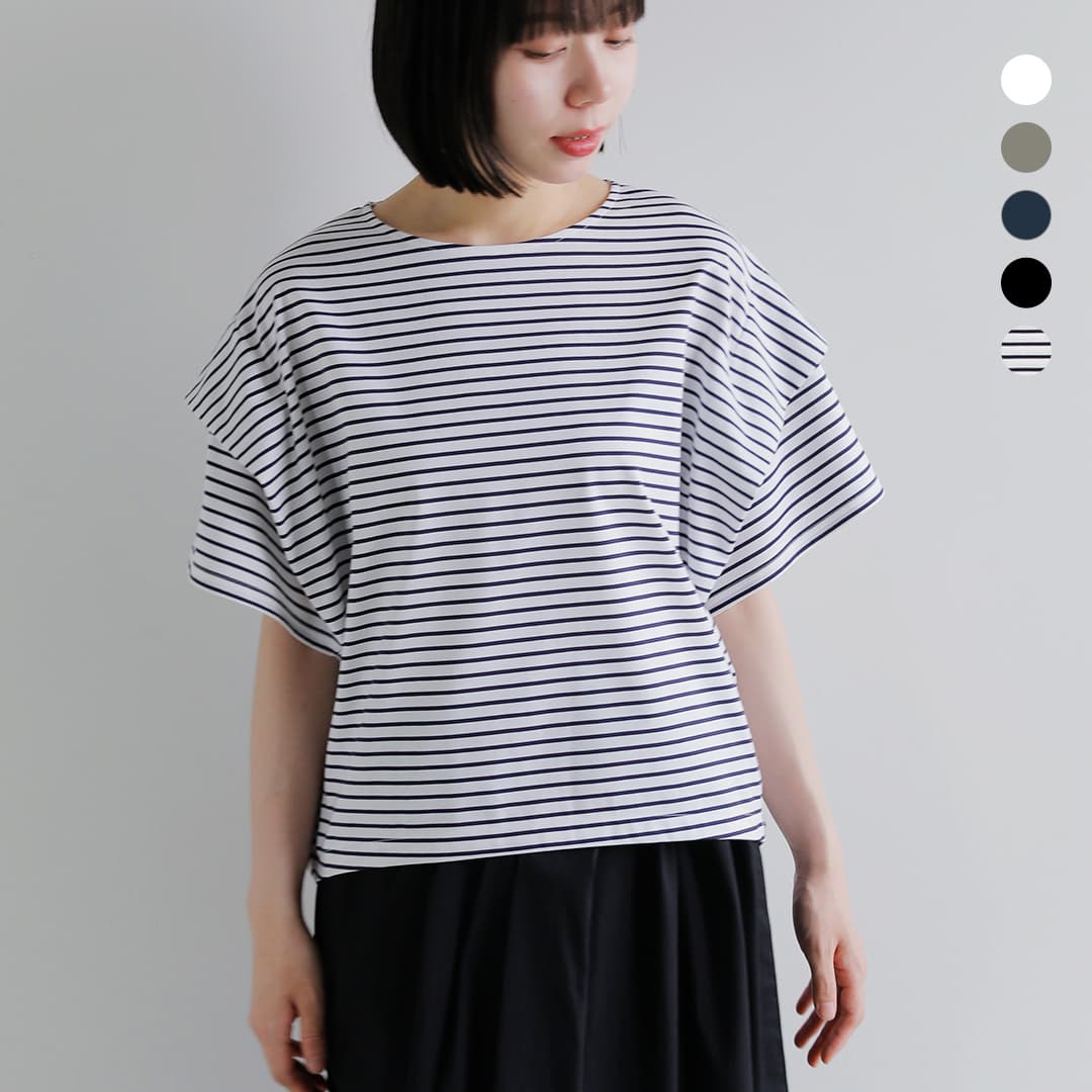 乐天商城 - [NEW] SIWALY fluid シワリーフルイド コットンポンチ ショルダータック 半袖 プルオーバー Shoulder Tucked Pull-over 526215 レディース
