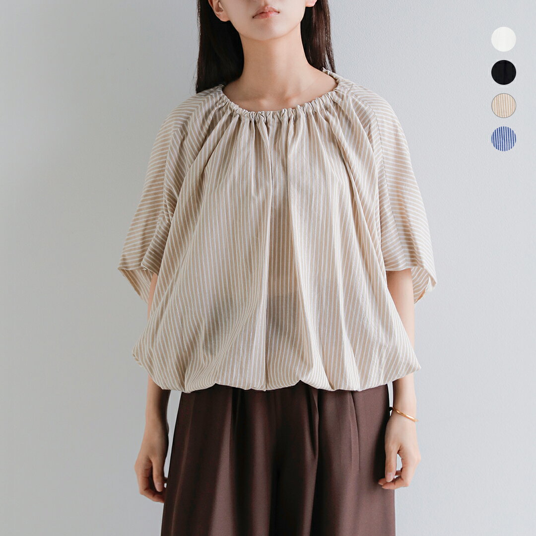 乐天商城 - [NEW]SIWALY fluid シワリーフルイド コットンリネン 衿ドローコード付 ギャザー ブラウス Gather Blouse 526203 レディース