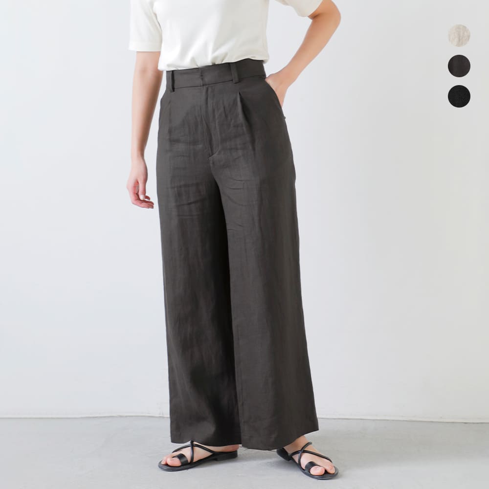 乐天商城 - セール【30%OFF】TICCA ティッカ リネン ワイド タック パンツ tbfs-414 レディース 【サイズ・カラー交換初回無料】【☆】