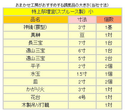 神具 特上祭壇宮 スプルース製(北米産桧) 小型サイズ 祭具一式フルセット 【 祖霊舎 御霊舎 神徒壇 祭壇宮 】 おまかせ工房