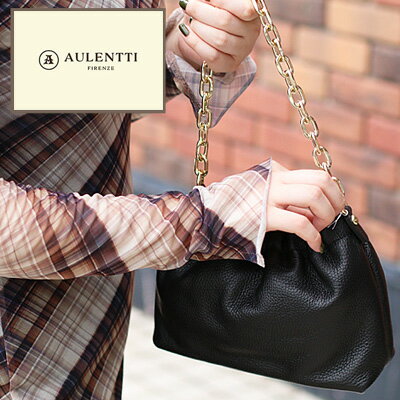 Rakuten - 【ポイント10倍】【2025年秋冬入荷】AULENTTI MINI BAG BLACK(金具ゴールド)DI-810-DOオウレンティ 2WAY ゴールドチェーン ミニバッグ ハンドバッグ ショルダー ブラック 上品 オフィス カジュアル 2WAY