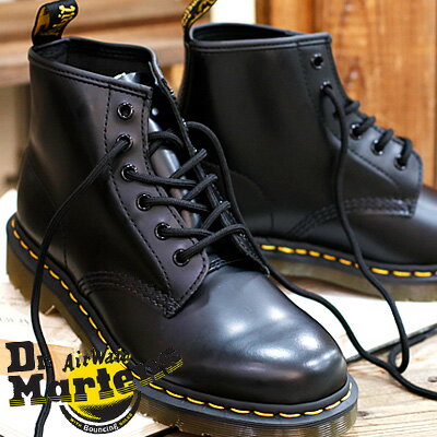 【国内正規品】 Dr.Martens 101 YS 26230001 BLACKドクターマーチン スムース 6ホール イエローステッチ 黒 ブーツレースアップ メンズ レディース