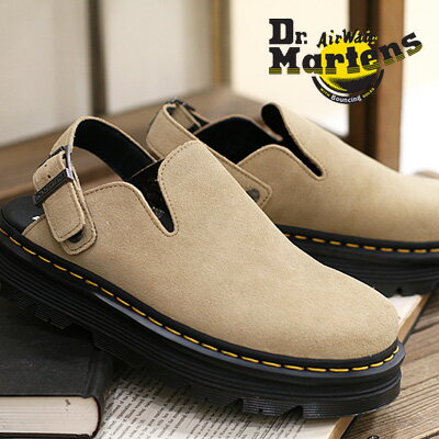 乐天商城 - 【国内正規品】 Dr.Martens ZEBZAG MULE SUEDE 31737439 (SAVANNAH TAN)ドクターマーチン ミュール スリング バック シューズ 厚底 ストラップ サボサンダル スリッポン ベージュ スエード
