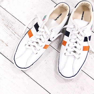 【あす楽】 【 期間限定特別価格 】 maccheronian 靴 WHITE/ORANGE/NAVY マカロニアン 2215 スニーカー メンズ レディース sneaker レザー