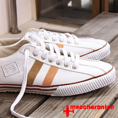 【あす楽】 【 期間限定特別価格 】 maccheronian 靴 WHITE/ORANGE/BEIGE マカロニアン 2215 スニーカー メンズ レディース sneaker レザー