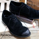 【正規取扱店】PADRONE 靴 DERBY PLAIN TOE SHOES JACK PU7358-2049-19D BLACK ブラック パドローネ メンズ