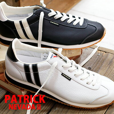 【★交換送料片道無料★】 【正規取扱店】【1/18再入荷】 PATRICK sneaker NEVADA 2 ネバダ WHT(17510) BLK(17511) ホワイト ブラック レザー パトリック スニーカー レディース メンズ　