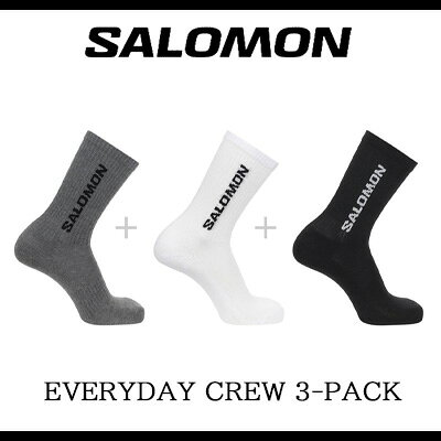Rakuten - 【2026年春夏再入荷】【ギフトにも】SALOMON EVERYDAY CREW 3-PACK(BLACK / WHITE / MED GREY MELANGE)LC20862000サロモン ソックス3パック ブラック グレー ホワイトユニセックス
