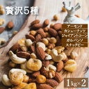 ミックスナッツ ナッツ 塩味 贅沢5種 2kg (1kg x2) 送料無料 みっくすなっつ アーモンド カシューナッツ ジャイアントコーン ガルバンソ スナック...
