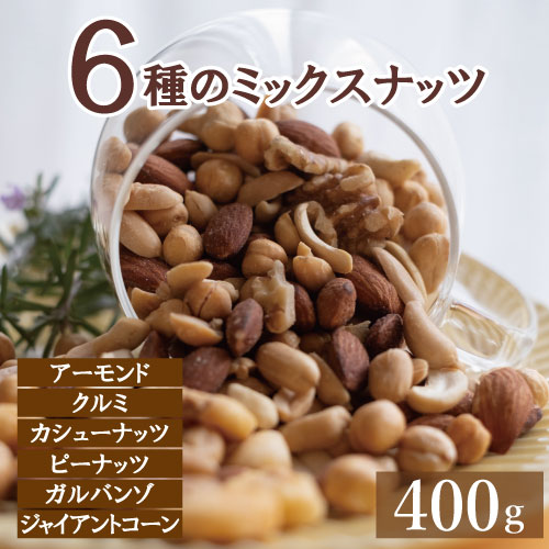 【最大で1000円offクーポンあり！】ミックスナッツ 塩味 いろいろ6種 400g 送料無料 ピーナッツ アーモンド カシュー…