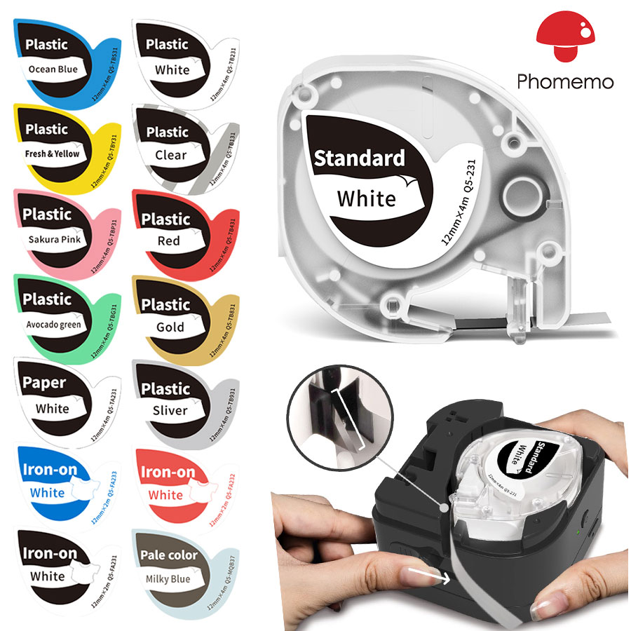 Phomemo P12 P12Pro 対応 ラベルテープ 感熱ロール紙 ラベルシール フォメモ 純正 透明 12mm 4メール 3..