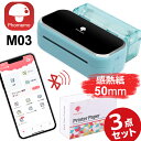 レビュー特典 Phomemo M03 ラベルライター 80mm印刷 スマホ対応 モバイルプリンター 宛名 写真 小型 持ち運び サーマルプリンター Type-C高速充電 iPhone/iPad/android対応 コンパクト モノクロ 感熱式印刷 緑x50mm専用紙 送料無料 フォメモ公式