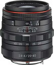 【中古】(非常に良い）HD PENTAX-DA 20-40mmF2.8-4ED Limited DC WR ブラック 標準ズームレンズ 【APS-Cサイズ用】【高品位リミテッドレンズ・アルミ削り出しボディ】【高精細な描写】【高性能 HDコーティング】【高速AF・DCモーター搭載】【防滴構造】【ペンタックス一眼Kシリーズはボディ内手振れ補正を搭載】 23000【メーカー名】リコー【メーカー型番】23000【ブランド名】リコー【商品説明】 こちらの商品は中古品となっております。 画像はイメージ写真ですので 商品のコンディション・付属品の有無については入荷の度異なります。 買取時より付属していたものはお付けしておりますが付属品や消耗品に保証はございません。 商品ページ画像以外の付属品はございませんのでご了承下さいませ。 中古品のため使用に影響ない程度の使用感・経年劣化（傷、汚れなど）がある場合がございます。 また、中古品の特性上ギフトには適しておりません。 製品に関する詳細や設定方法は メーカーへ直接お問い合わせいただきますようお願い致します。 当店では初期不良に限り 商品到着から7日間は返品を受付けております。 他モールとの併売品の為 完売の際はご連絡致しますのでご了承ください。 プリンター・印刷機器のご注意点 インクは配送中のインク漏れ防止の為、付属しておりませんのでご了承下さい。 ドライバー等ソフトウェア・マニュアルはメーカーサイトより最新版のダウンロードをお願い致します。 ゲームソフトのご注意点 特典・付属品・パッケージ・プロダクトコード・ダウンロードコード等は 付属していない場合がございますので事前にお問合せ下さい。 商品名に「輸入版 / 海外版 / IMPORT 」と記載されている海外版ゲームソフトの一部は日本版のゲーム機では動作しません。 お持ちのゲーム機のバージョンをあらかじめご参照のうえ動作の有無をご確認ください。 輸入版ゲームについてはメーカーサポートの対象外です。 DVD・Blu-rayのご注意点 特典・付属品・パッケージ・プロダクトコード・ダウンロードコード等は 付属していない場合がございますので事前にお問合せ下さい。 商品名に「輸入版 / 海外版 / IMPORT 」と記載されている海外版DVD・Blu-rayにつきましては 映像方式の違いの為、一般的な国内向けプレイヤーにて再生できません。 ご覧になる際はディスクの「リージョンコード」と「映像方式※DVDのみ」に再生機器側が対応している必要があります。 パソコンでは映像方式は関係ないため、リージョンコードさえ合致していれば映像方式を気にすることなく視聴可能です。 商品名に「レンタル落ち 」と記載されている商品につきましてはディスクやジャケットに管理シール（値札・セキュリティータグ・バーコード等含みます）が貼付されています。 ディスクの再生に支障の無い程度の傷やジャケットに傷み（色褪せ・破れ・汚れ・濡れ痕等）が見られる場合がありますので予めご了承ください。 2巻セット以上のレンタル落ちDVD・Blu-rayにつきましては、複数枚収納可能なトールケースに同梱してお届け致します。 トレーディングカードのご注意点 当店での「良い」表記のトレーディングカードはプレイ用でございます。 中古買取り品の為、細かなキズ・白欠け・多少の使用感がございますのでご了承下さいませ。 再録などで型番が違う場合がございます。 違った場合でも事前連絡等は致しておりませんので、型番を気にされる方はご遠慮ください。 ご注文からお届けまで 1、ご注文⇒ご注文は24時間受け付けております。 2、注文確認⇒ご注文後、当店から注文確認メールを送信します。 3、お届けまで3-10営業日程度とお考え下さい。 　※海外在庫品の場合は3週間程度かかる場合がございます。 4、入金確認⇒前払い決済をご選択の場合、ご入金確認後、配送手配を致します。 5、出荷⇒配送準備が整い次第、出荷致します。発送後に出荷完了メールにてご連絡致します。 　※離島、北海道、九州、沖縄は遅れる場合がございます。予めご了承下さい。 当店ではすり替え防止のため、シリアルナンバーを控えております。 万が一、違法行為が発覚した場合は然るべき対応を行わせていただきます。 お客様都合によるご注文後のキャンセル・返品はお受けしておりませんのでご了承下さい。 電話対応は行っておりませんので、ご質問等はメッセージまたはメールにてお願い致します。