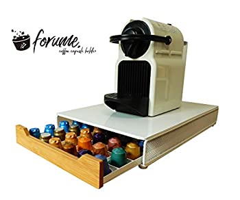 【中古】（非常に良い）（ forume ）ネスプレッソ nespresso 専用 カプセルホルダー 収納 ラック ウッド製 引き出し式 (60カプセル用 ホワイト)