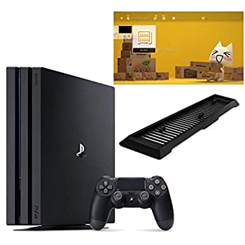 【中古】PlayStation 4 Pro ジェット・ブラック 1TB (CUH-7200BB01)アンサー 縦置きスタンド付 & オリジナルカスタムテーマ (配信)